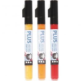 Plus Color Marker, crimson red, pumpkin, yellow sun, L: 14,5 cm, line 1-2 mm, 3 pc/ 1 pack, 5,5 ml [HOB-39894]