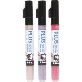Plus Color Marker, fuchsia, dusty rose, dark lilac, L: 14,5 cm, line 1-2 mm, 3 pc/ 1 pack, 5,5 ml [HOB-39895]