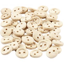Wooden Buttons, D: 8 mm, 2 holes, 50 pc/ 1 pack [HOB-403011]