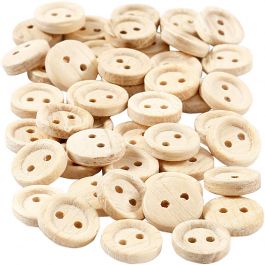 Wooden Buttons, D: 11 mm, 2 holes, 50 pc/ 1 pack [HOB-403021]