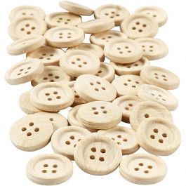 Wooden Buttons, D: 18 mm, 4 holes, 40 pc/ 1 pack [HOB-403061]