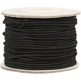 Elastic Beading Cord, black, thickness 1 mm, 25 m/ 1 roll [HOB-41033]