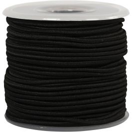 Elastic Beading Cord, black, thickness 2 mm, 25 m/ 1 roll [HOB-410370]