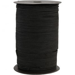 Elastic Beading Cord, black, thickness 2 mm, 250 m/ 1 roll [HOB-41037]