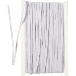 Elastic Beading Cord, white, W: 6 mm, 50 m/ 1 roll [HOB-41042]