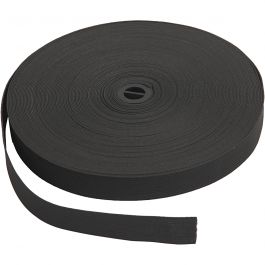 Elastic Cord, black, W: 20 mm, 25 m/ 1 roll [HOB-41046]