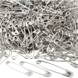 Safety Pins, silver, L: 28+31+36 mm, thickness 0,7-0,8 mm, 600 pc/ 1 pack [HOB-41130]