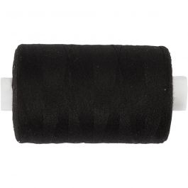 Sewing Thread, black, L: 1000 yards, 915 m/ 1 roll [HOB-41217]