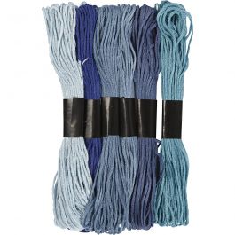 Embroidery Floss, blue harmony, thickness 1 mm, 6 bundle/ 1 pack [HOB-412710]