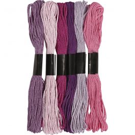 Embroidery Floss, purple, thickness 1 mm, 6 bundle/ 1 pack [HOB-412720]