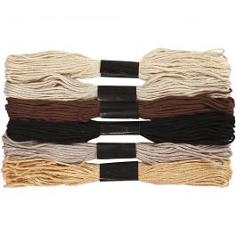 Embroidery Floss, natural, thickness 1 mm, 6 bundle/ 1 pack [HOB-412730]