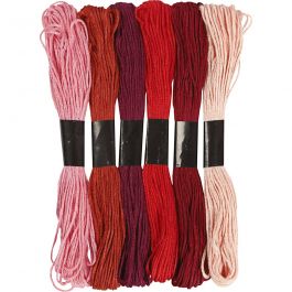 Embroidery Floss, red harmony, thickness 1 mm, 6 bundle/ 1 pack [HOB-412750]