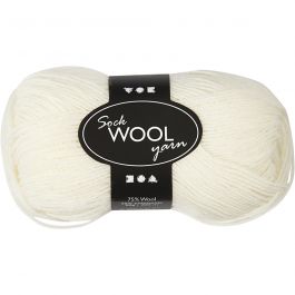 Sock Yarn, off-white, L: 200 m, 0x50 g/ 1 ball [HOB-41311]