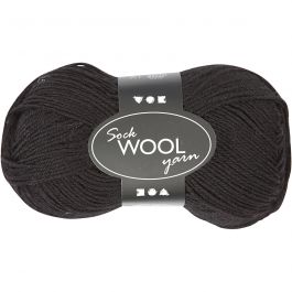 Sock Yarn, black, L: 200 m, 0x50 g/ 1 ball [HOB-41315]