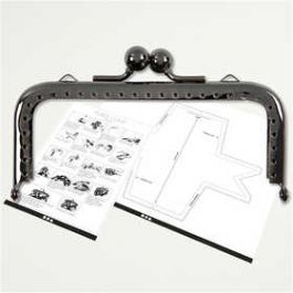 Purse Clasp Kit, dark grey metallic, size 10 cm, 1 pc [HOB-41359]