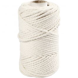 Macramé cord, off-white, L: 55 m, D: 4 mm, 330 g/ 1 roll [HOB-414750]