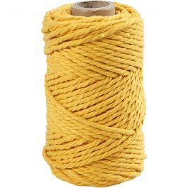 Macramé cord, yellow, L: 55 m, D: 4 mm, 330 g/ 1 roll [HOB-414752]