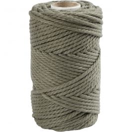 Macramé cord, moss green, L: 55 m, D: 4 mm, 330 g/ 1 roll [HOB-414753]