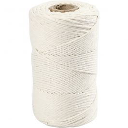 Macramé cord, off-white, L: 198 m, D: 2 mm, 330 g/ 1 roll [HOB-414760]