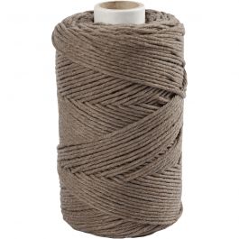 Macramé cord, light brown, L: 198 m, D: 2 mm, 330 g/ 1 roll [HOB-414761]
