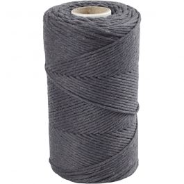 Macramé cord, grey, L: 198 m, D: 2 mm, 330 g/ 1 roll [HOB-414764]