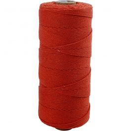 Macramé cord, L: 315 M, thickness 1 mm, Thin quality 12/12, red, 220 g/ 1 ball [HOB-41506]