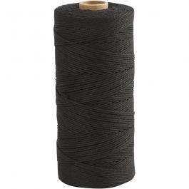 Cotton Twine, black, L: 315 m, thickness 1 mm, Thin quality 12/12, 220 g/ 1 ball [HOB-41520]