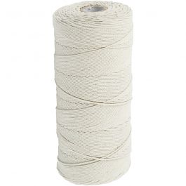 Cotton Twine, light natural, L: 315 m, thickness 1 mm, Thin quality 12/12, 220 g/ 1 ball [HOB-41572]
