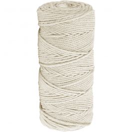 Cotton Twine, light natural, L: 100 m, thickness 2 mm, Thick quality 12/36, 225 g/ 1 ball [HOB-41574]