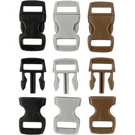 Click Clasp, black, brown, grey, L: 29 mm, W: 15 mm, hole size 3x11 mm, 100 pc/ 1 pack [HOB-41619]