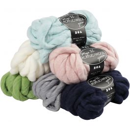 Chunky yarn of acrylic/wool, L: 15 m, size mega , 6x300 g/ 1 pack [HOB-421490]