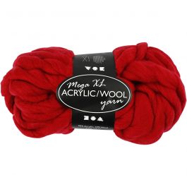 Chunky yarn of acrylic/wool, dark red, L: 15 m, size mega , 300 g/ 1 ball [HOB-42162]