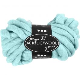 Chunky yarn of acrylic/wool, turquoise, L: 15 m, size mega , 300 g/ 1 ball [HOB-42164]