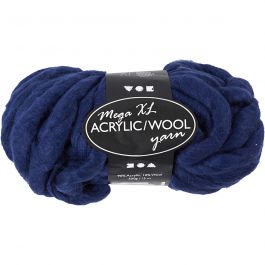 Chunky yarn of acrylic/wool, dark blue, L: 15 m, size mega , 300 g/ 1 ball [HOB-42165]