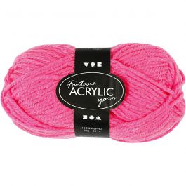 Fantasia Acrylic Yarn, neon pink, L: 80 m, 50 g/ 1 ball [HOB-421708]