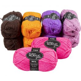 Fantasia Acrylic Yarn, assorted colours, L: 80 m, 10x50 g/ 1 pack [HOB-42184]