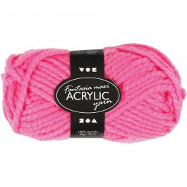 Fantasia Acrylic Yarn, neon pink, L: 35 m, size maxi , 50 g/ 1 ball [HOB-421861]