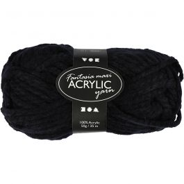 Fantasia Acrylic Yarn, black, L: 35 m, size maxi , 50 g/ 1 ball [HOB-421870]