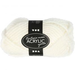 Fantasia Acrylic Yarn, off-white, L: 35 m, size maxi , 50 g/ 1 ball [HOB-421875]