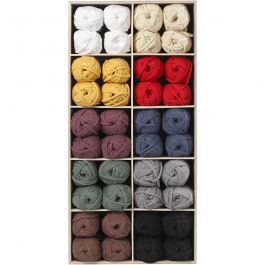 Cotton tube yarn, assorted colours, L: 45 m, 100 ball/ 1 pack [HOB-42500]