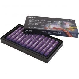Gallery Oil Pastel, L: 7 cm, dia. 11 mm, thickness 11 mm, purple, 12 pc/ 1 pack [HOB-425344]