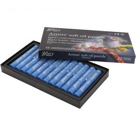 Gallery Oil Pastel, L: 7 cm, dia. 11 mm, thickness 11 mm, cobalt blue, 12 pc/ 1 pack [HOB-425353]
