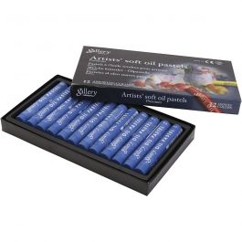 Gallery Oil Pastel, L: 7 cm, dia. 11 mm, thickness 11 mm, ultra marine, 12 pc/ 1 pack [HOB-425356]