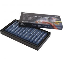 Gallery Oil Pastel, L: 7 cm, dia. 11 mm, thickness 11 mm, prussian blue (447), 12 pc/ 1 pack [HOB-425357]