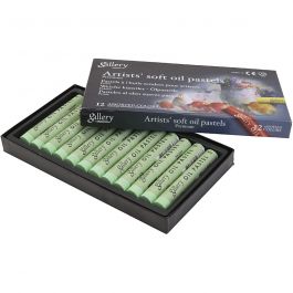 Gallery Oil Pastel, L: 7 cm, dia. 11 mm, thickness 11 mm, light green, 12 pc/ 1 pack [HOB-425362]