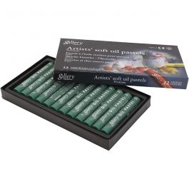 Gallery Oil Pastel, L: 7 cm, dia. 11 mm, thickness 11 mm, emerald green, 12 pc/ 1 pack [HOB-425365]