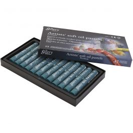 Gallery Oil Pastel, L: 7 cm, dia. 11 mm, thickness 11 mm, malachite green (180), 12 pc/ 1 pack [HOB-425366]