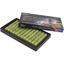Gallery Oil Pastel, L: 7 cm, dia. 11 mm, thickness 11 mm, olive, 12 pc/ 1 pack [HOB-425368]