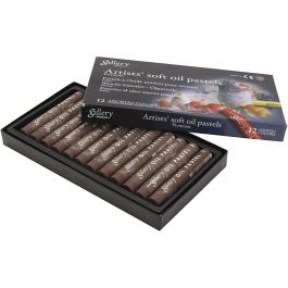 Gallery Oil Pastel, L: 7 cm, dia. 11 mm, thickness 11 mm, brown, 12 pc/ 1 pack [HOB-425375]