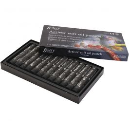 Gallery Oil Pastel, L: 7 cm, dia. 11 mm, thickness 11 mm, black, 12 pc/ 1 pack [HOB-425384]
